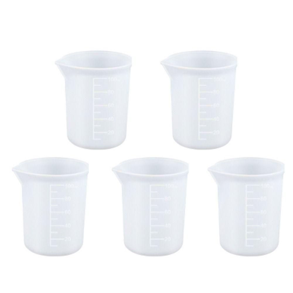 5PCS Reusable Epoxy Resin DIY Cups Mix Cup Graduated Cup DIY Silicone Measuring Cup Jewelry Making