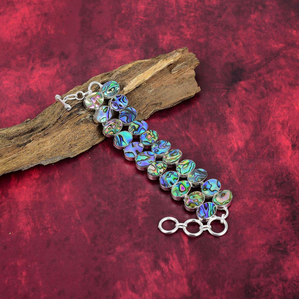 Abalone Shell 925 Solid Sterling Silver Jewelry, Handmade Beautiful Bracelet For Wedding Gift