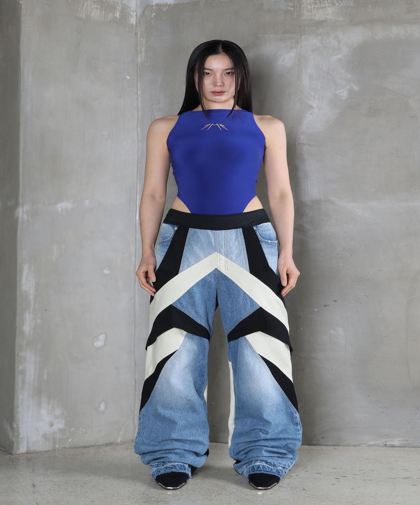 Sumilo Semi-Wide Origami Upcycled Denim Pants Unisex