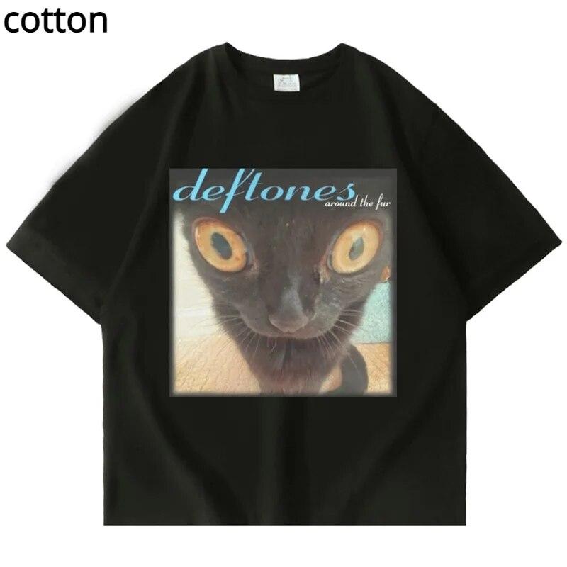 Футболка Deftones Вокруг Меха, женская футболка унисекс, уличный хип-хоп, Harajuku, модная черная хлопковая футболка большого размера с короткими рукавами