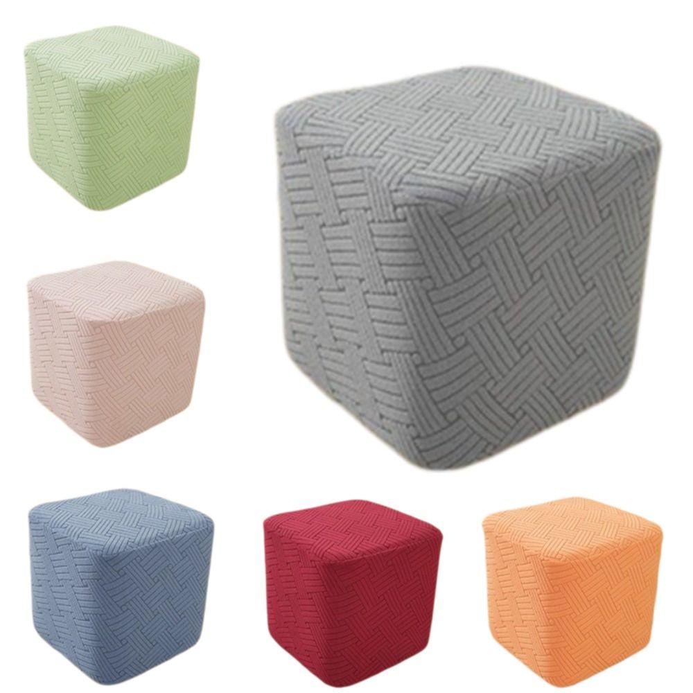 T-Shape Jacquard Ottoman Cover Solid Color Footrest Slipcover New Square Stool Cover Home Decor