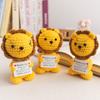 Positive Crochet Lion Doll with Card Home Room Decor Handmade Knitting Emotional Support Lion Animal Ornament Christmas Gift