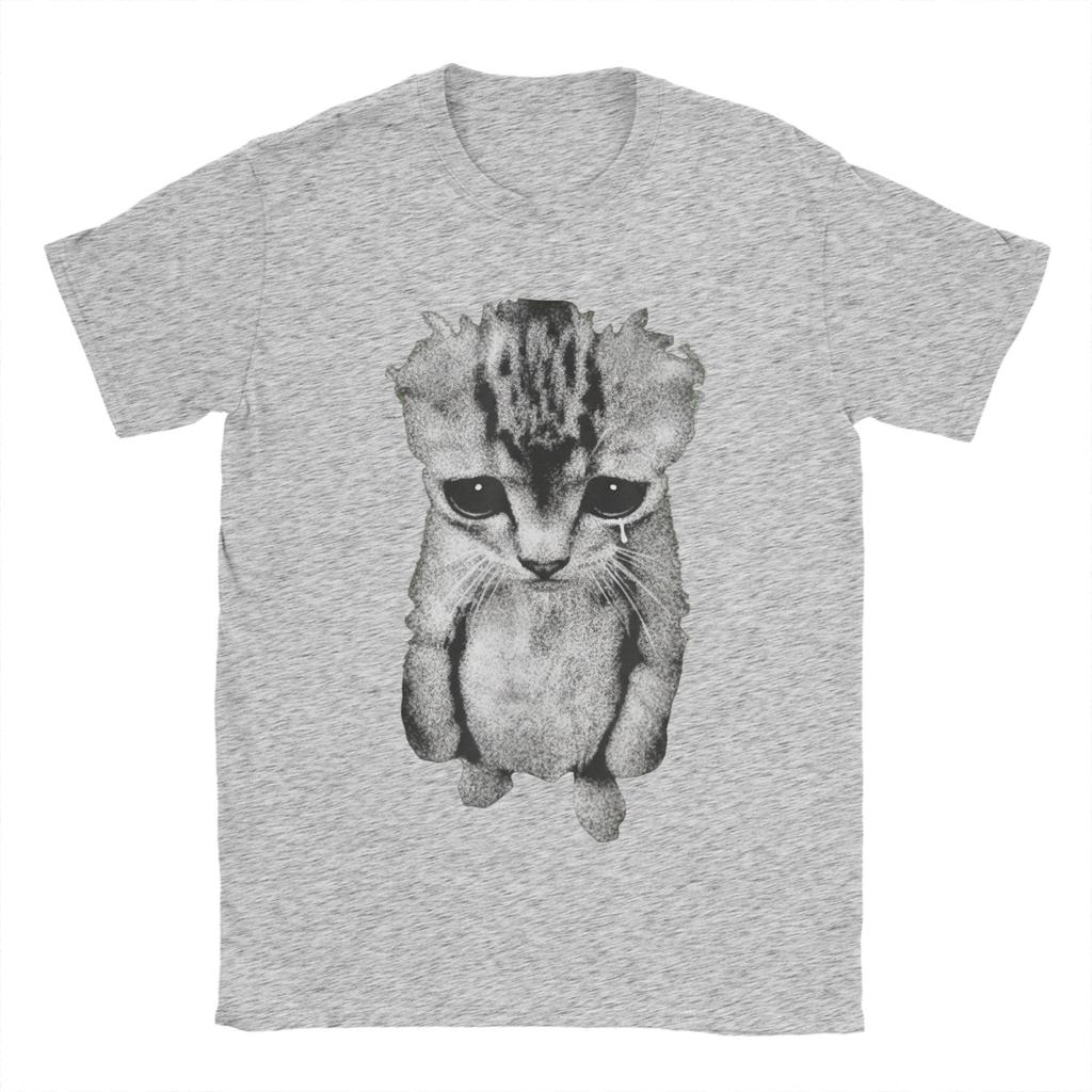 Кот Munchkin Котёнок Смешной Грустный Плачущий Кот Мем Любители Кошек Футболка Футболки Мужские 100% Хлопок Большие Размеры Футболки С Коротким Рукавом