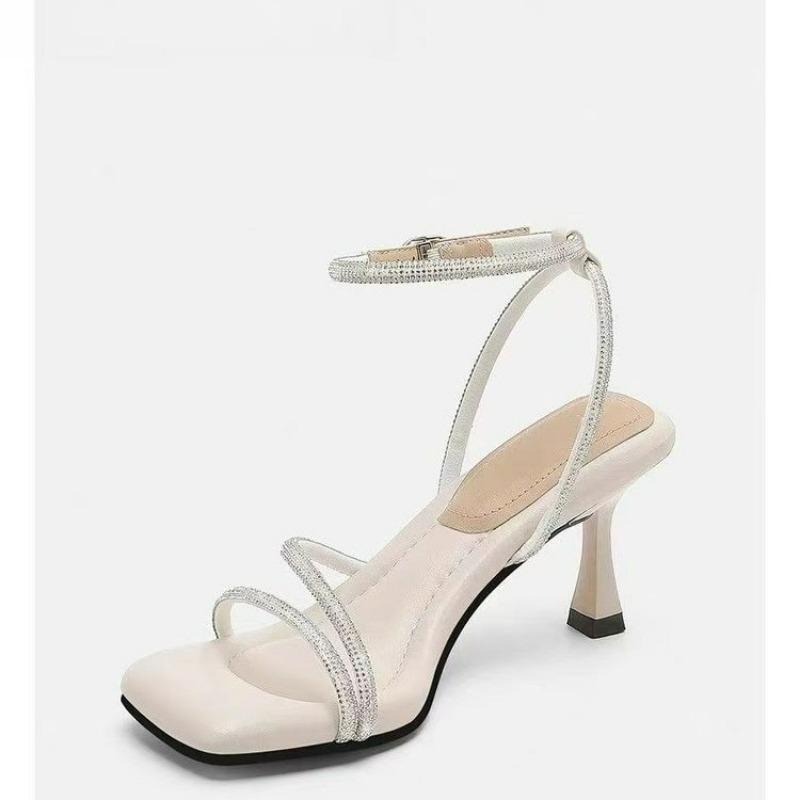 Мода 2025 Лето Женские Сандалии Новые Сандалии с Открытым Носком на Высоком Каблуке с Пряжкой Простые Элегантные Туфли-Лодочки на Каблуке-Шпильке