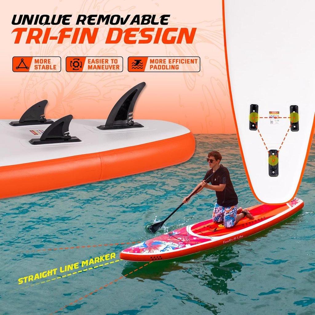 FunWater 11'6" Classic SUP Board Set – 8kg, 150kg capacity, 15cm thick – incl. paddle, pump, backpack – Koi Red - SUPFR01E
