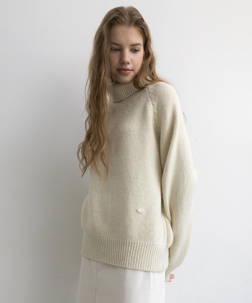 LAMINEZ Fold Turtleneck Sweater - Ivory