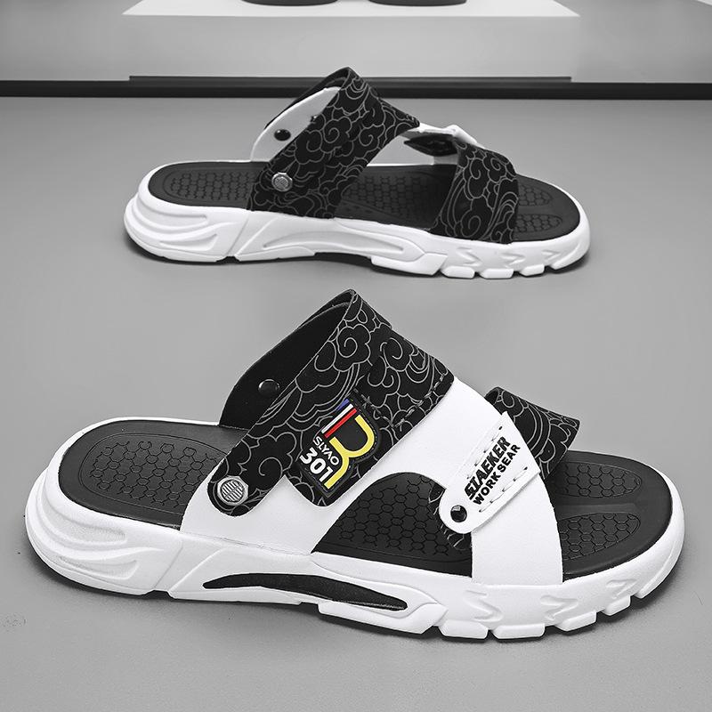 Мужская обувь сандалии тапочки двойного назначения 2024 новые летние крутые пляжные туфли повседневные универсальные с открытым носком крутые тапочки популярные