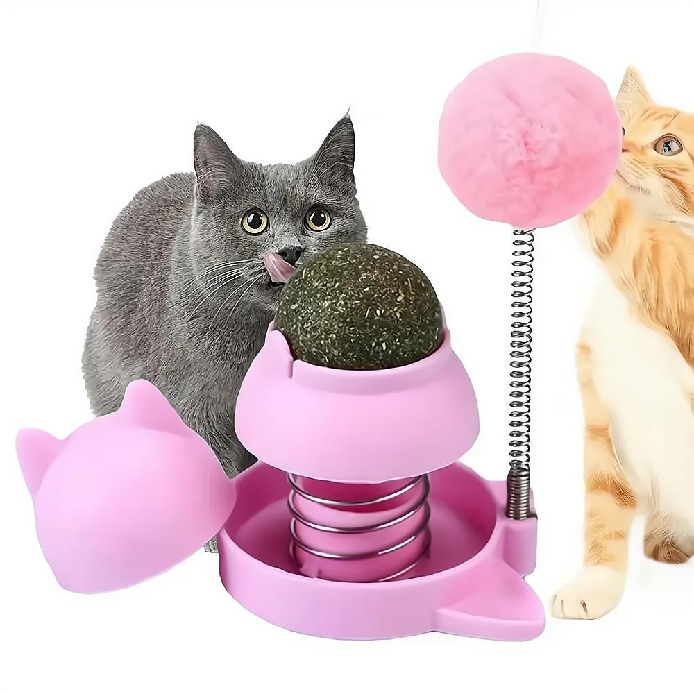 Natural Catnip Cat Rotatable Catnip Spring Ball Toys Clean Mouth Promote Digestion Pet Cat Toys