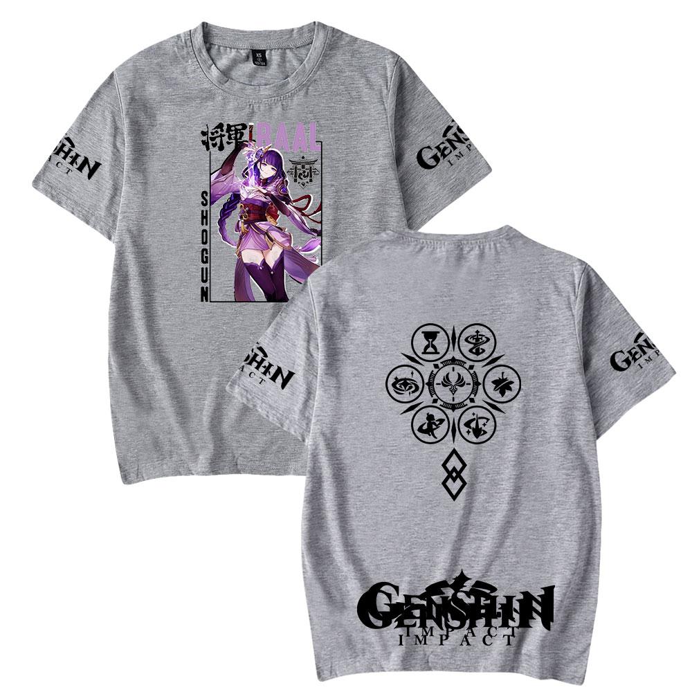 Футболка Genshin Impact для мужчин и женщин, летняя одежда, фитнес, O-образный вырез, аниме, мужская футболка для мужчин, большие мужские футболки, топы