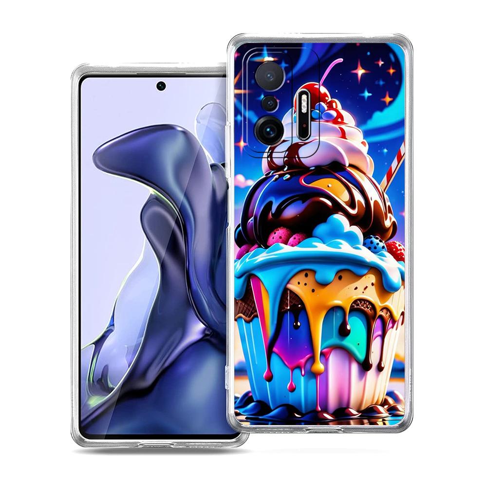 Прозрачный чехол для телефона для Xiaomi Mi 14 13 12 11 Ultra 13T 12T 11T Poco X3 NFC F3 F6 Pro Lite Мягкий ТПУ корпус Узор Мороженое