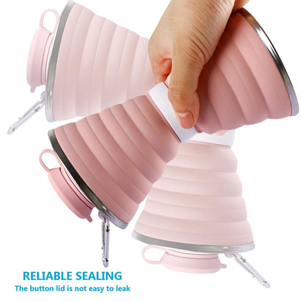 Collapsible Water Bottle Camping Cup With Carabiner Reuseable Silicone Foldable Leak Proof Portable Sports Travel Water Bottles For Outdoor Travel