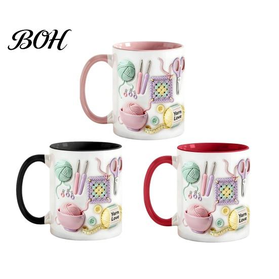 Ceramic Mug Mug, with 3D Knitting Pattern Design, Large Capacity Microwave Safe Practical Coffee Durable Tea Cup, for Craft Lovers Kitchen Bar