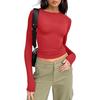 Cross-Border Women's European & American Fashion Autumn Round Neck Long Sleeve Slim Fit Crop Top