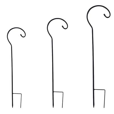 Элегантный черный железный пастуший крюк для сада для фонарей и кашпо