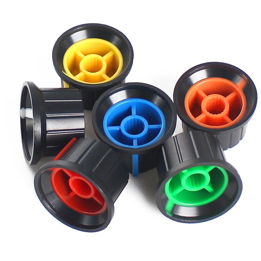 30 шт., 24x15 мм, ручки потенциометра, колпачок переключателя энкодера, пластиковые колпачки переключателя, белый/синий/зеленый/оранжевый/красный/желтый, 6 значений * 5 шт. = 30 шт.