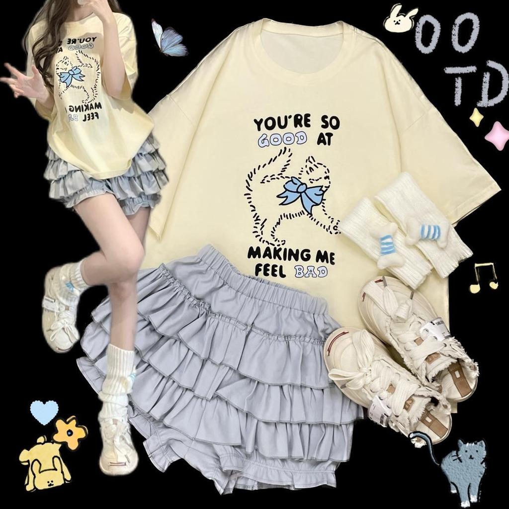 Юбка мини с милыми оборками Y2K для женщин, юбка-бантик в стиле Лолиты, юбка-трапеция в стиле Харадзюку в японском стиле с высокой талией, розовая и белая, бальное платье