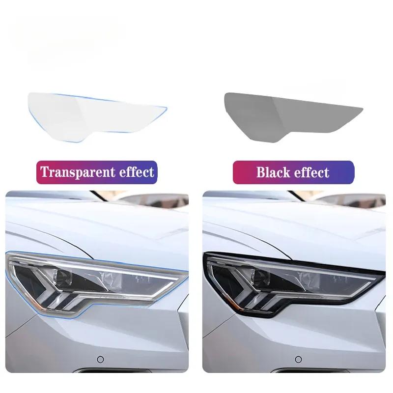 2 Pcs Car Headlight Protective Film Headlamp Restoration Transparent Black TPU Sticker For Kia Stinger - Accessories
