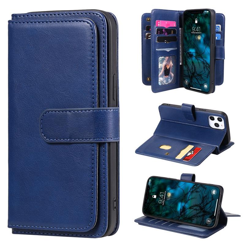 4-layer Card Holder Wallet Bag Case for iPhone Samsung Xiaomi MOTO OPPO VIVO Durable Multi-function Leather Phone Case Cover