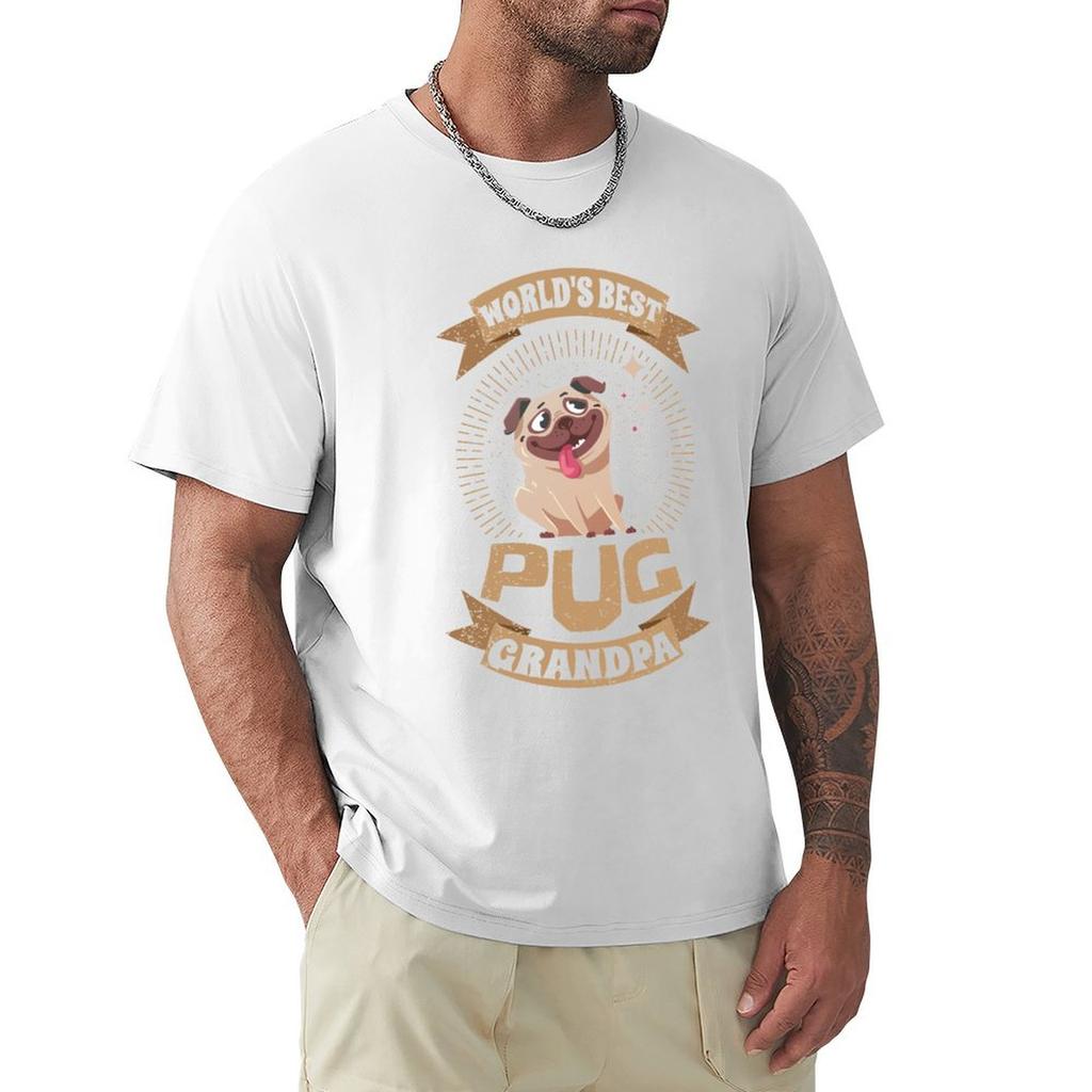 Pugoholic Pug Lover Worlds Best Grandpa Dad Tshirt Pugaholic Tshirt Classic Basic Casual Tshirt