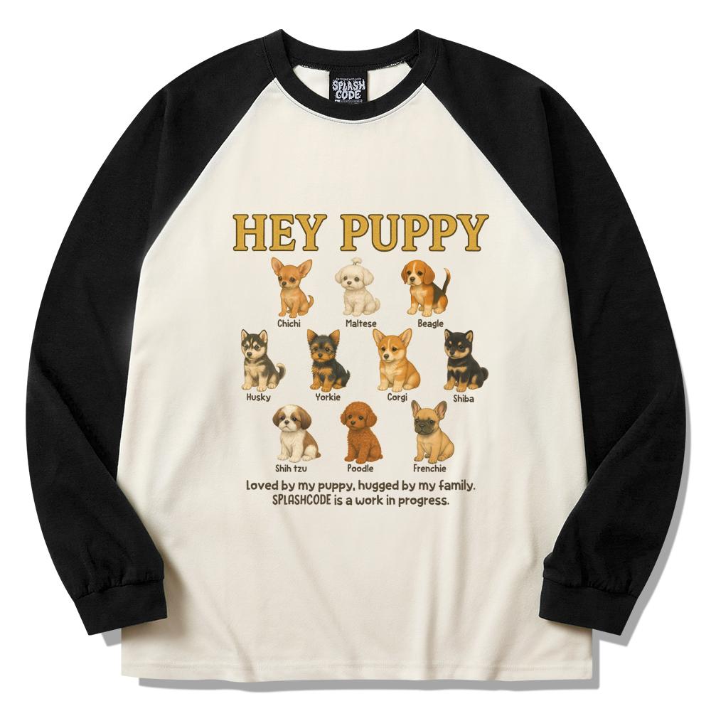 Свитшот с длинным рукавом реглан кремовый - Hey Puppy
