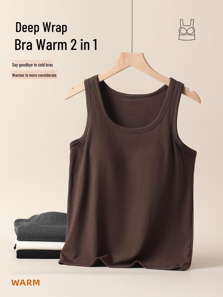 Женская теплая хлопковая майка на осень/зиму с нагрудной вставкой и стильным дизайном спины