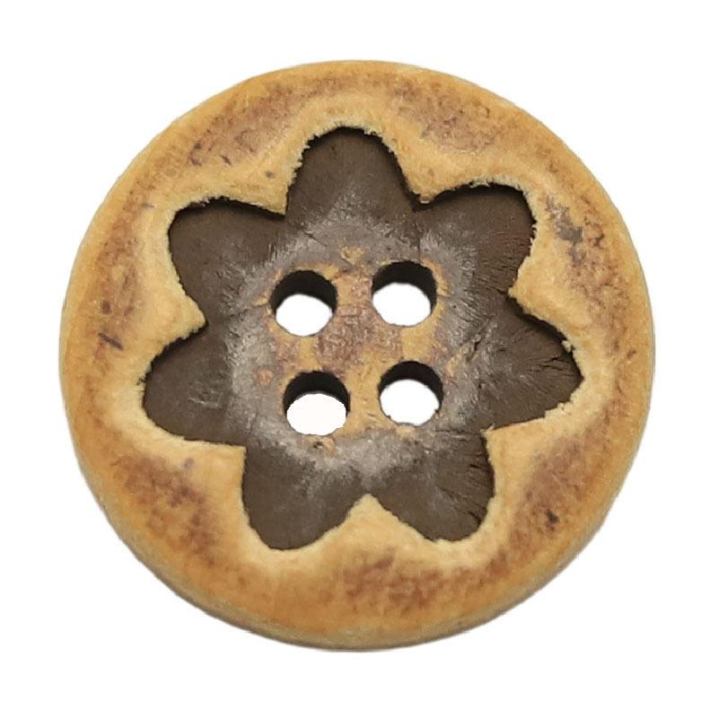 5Pcs Flower Wood Buttons Four-Eye Clothing Buttons Knitted Cardigan Jacket Trench Coat Children'S Clothing Wooden Decorative Buttons