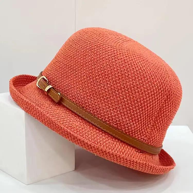 WTEMPO Летние широкополые шляпы для путешествий на открытом воздухе, пляжные шляпы для женщин, однотонные, повседневные, универсальные, дышащие, солнцезащитные шляпы с поясом