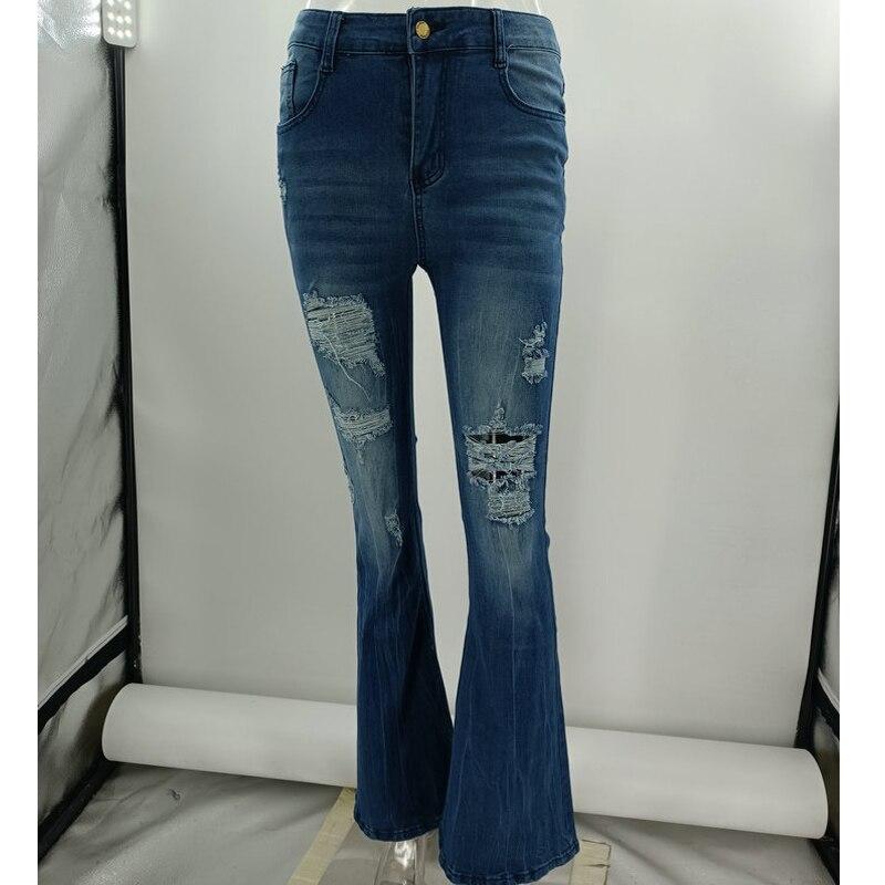Офисные женские узкие джинсовые джинсы для женщин, весенние сексуальные рваные расклешенные брюки с карманами, уличная одежда, синие джинсы скинни Pantalon 25771