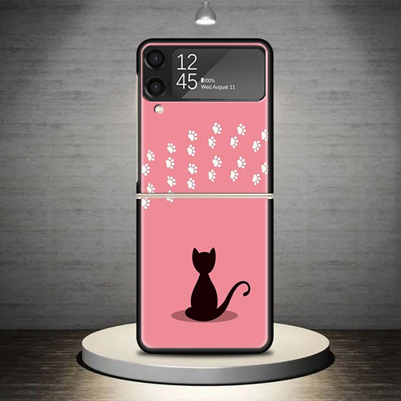 Забавная лапка кошки Милая накладка для телефона Samsung Galaxy Z Flip 7 6 5 4 3 5G Чехол ZFlip7 ZFlip6 ZFlip4 ZFlip5 ZFlip3 Coque Fu