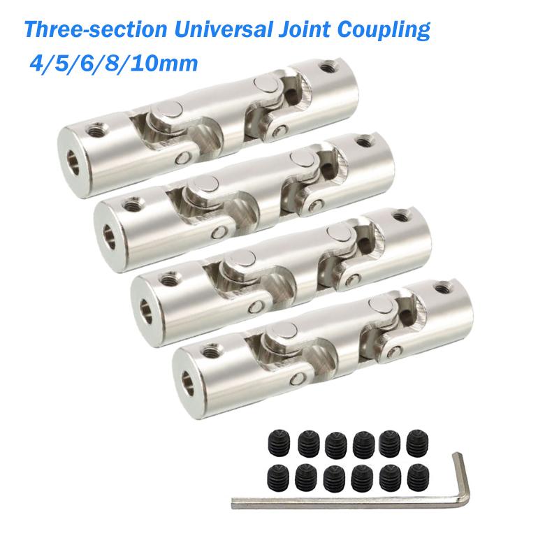Metal Cardan Joint Motor Connector 4/5/6/8/10mm RC Boat Car Shaft Coupler Three-section Universal Joint Coupling Gimbal