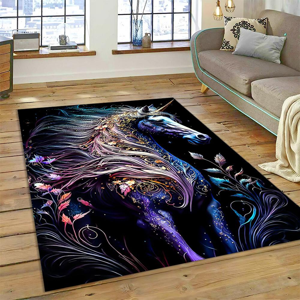 Милый ковер с единорогом для девочек, подарок, ковер с рисунком для дома, гостиной, спальни, дивана, коврик для двери, декор, детский игровой коврик, нескользящий напольный коврик