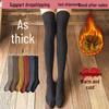 Women's Thick Warm Knee-High Terry Socks - Solid Color, Sweat-Absorbent, College Style
