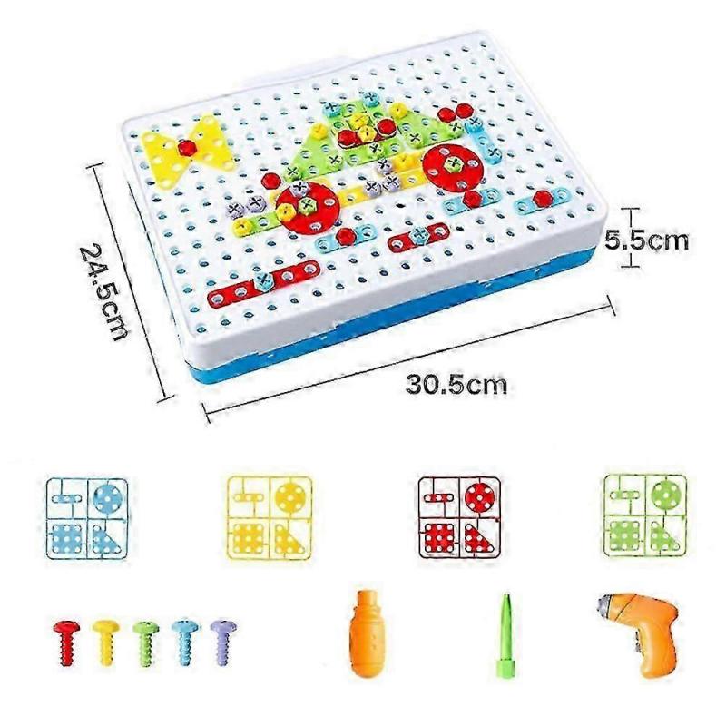 Креативная мозаичная игрушка-пазл с электродрелью - STEM развивающие блоки для детей