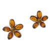 [P3322] - Серебряные серьги «Вдохновение» янтарный коньяк (родиевое покрытие) флора