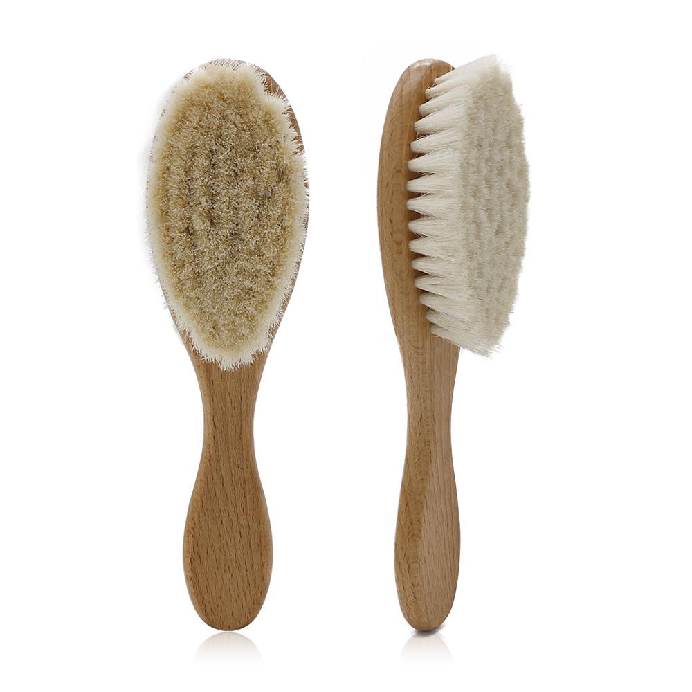 Wooden Baby Hair Brush for Newborns Infant Hair Comb Soft Wool Hair Scalp Massage Ideal for Baby Cradle Cap Care