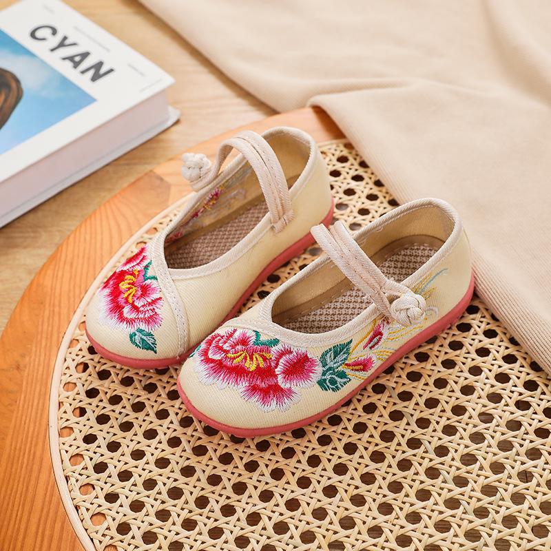 Детская мягкая вышитая обувь: Этнический стиль ханьфу для танцевального представления для малышей