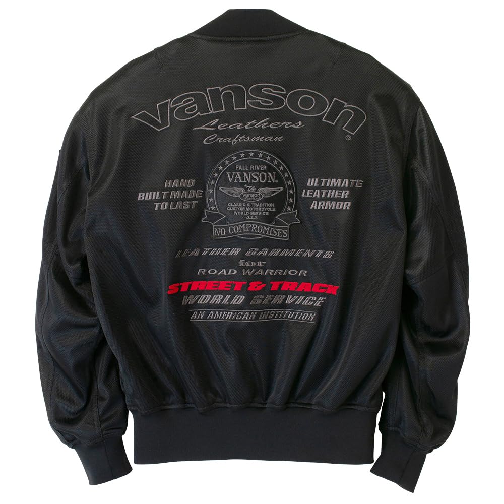 Vanson Men's Mesh MA-1 Jacket, Black/Silver