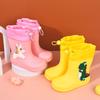 Children's Rain Shoes Boys and Girls Bundle Mouth Cotton Non-slip Water Shoes Four Seasons Cartoon Cute Princess Rain Boots Children's Rubber Shoes