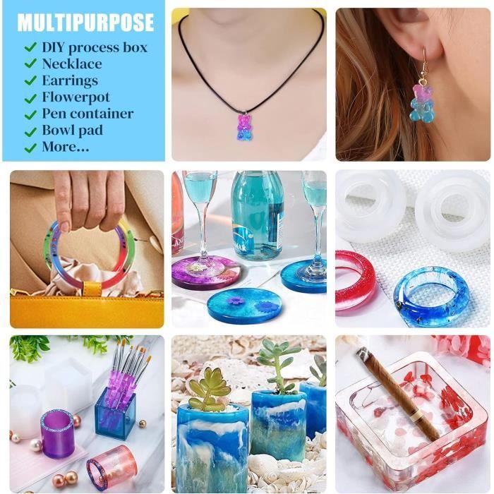 Kit de moulage en résine époxy - jotol - 132pcs - moules en silicone - bijoux - accessoires diy