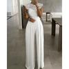 Solid Color Jumpsuits Elegant Spring Solid  Romper Evening Party Clothing Pants Loose Casual Lace Overalls for Women