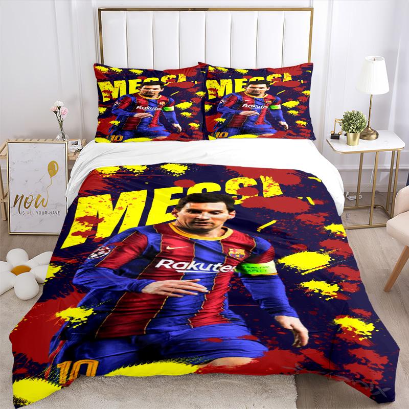 Messi'S Barcelona Celebration Print 3Pcs Bedding Setduvet Cover With 2 Bedropillowcase Home Birthday Gift