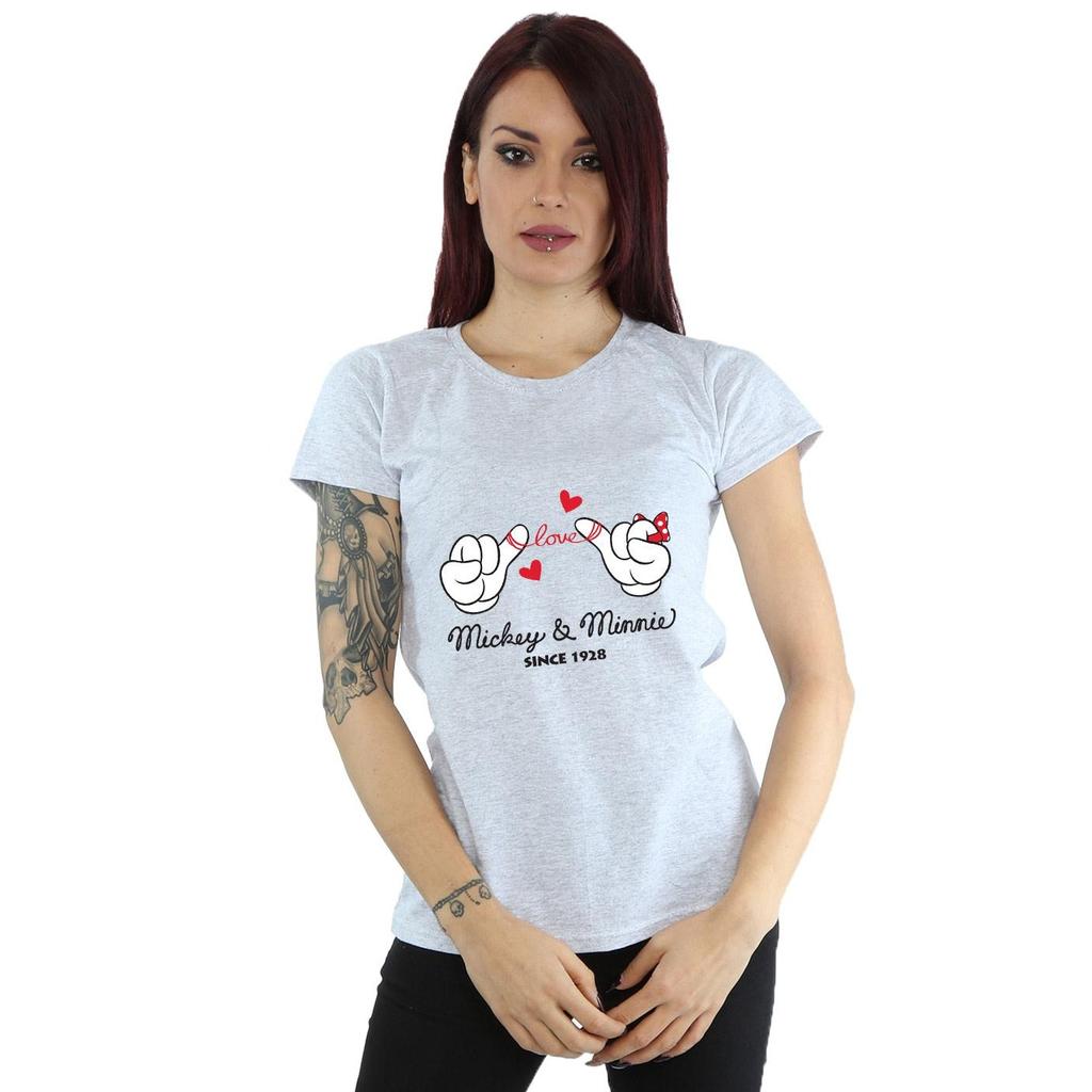 Disney Womens/Ladies Mickey Mouse Love Hands Cotton T-Shirt