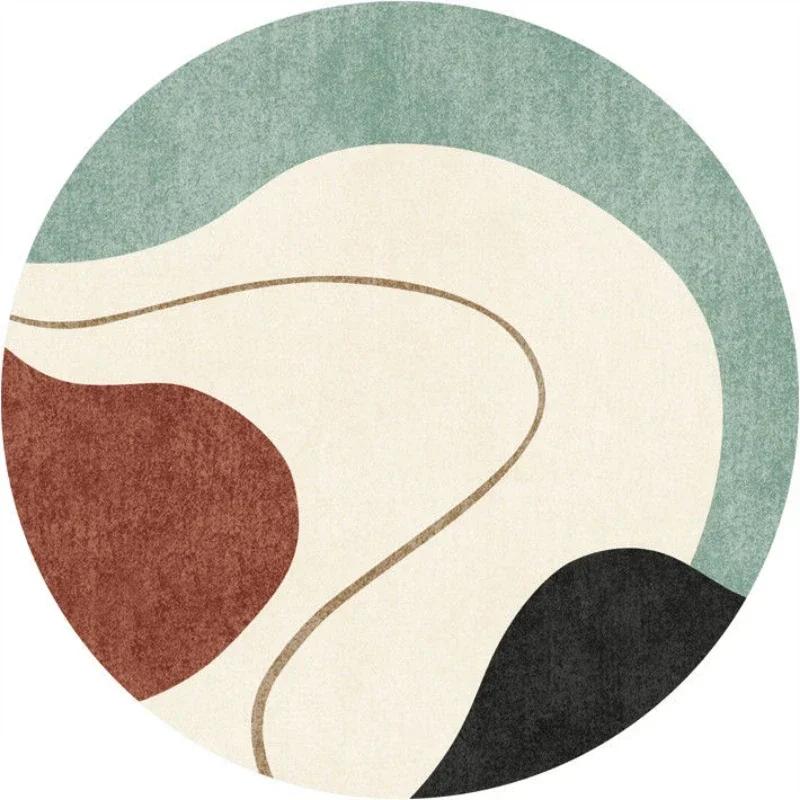 Modern Abstract Geometric Pattern Print Round Carpet Ins Style Rug for Living Room Sofa Coffee Table Decor Non-slip Floor Mat