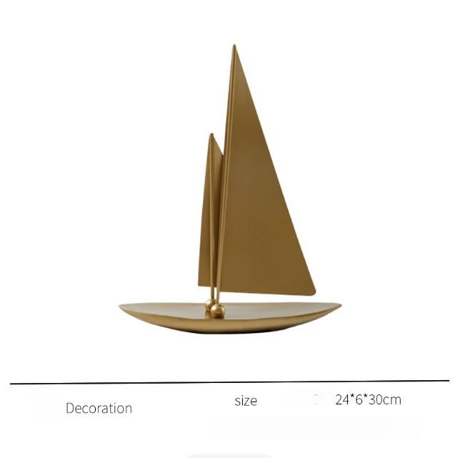 Light‑luxury Iron Sailboat Ornament Smooth‑sailing Craft For Office Desktop Living Room Home Decoration