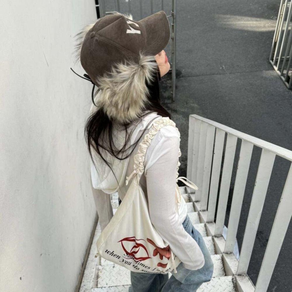 Вельветовая Бейсболка в Корейском Стиле Повседневная Кепка с Козырьком Y2k Ретро Бейсболка с Пером Ежедневная