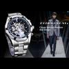 Forsining Top Watch Silver Stainless Steel Men's Mechanical Watch Waterproof Luminous Sports Skeleton Manual Watch 30M