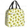Cute Fruit Avocado Print Insulated Lunch Bag for Women Resuable Cooler Thermal Bento Box Kids School Children