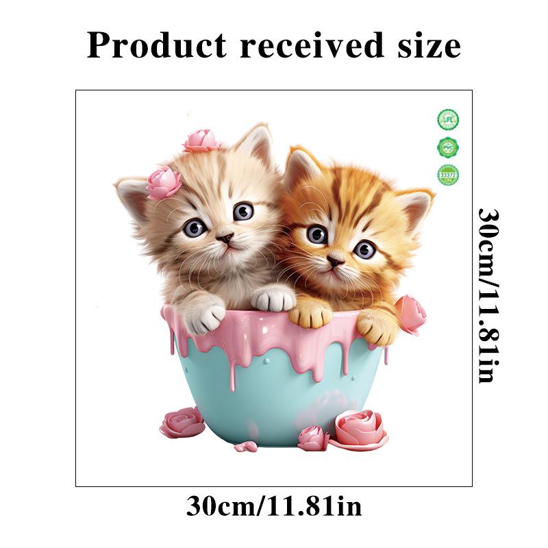 Милые наклейки на чашку с кошкой, водонепроницаемые наклейки для ванной комнаты, декор крышки унитаза для детской комнаты, съемный виниловый настенный арт