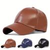 Унисекс Однотонные бейсболки из ПУ кожи Весенние и осенние Уличные Регулируемые Повседневные Шляпы Хип-хоп Шляпа Солнцезащитная шляпа