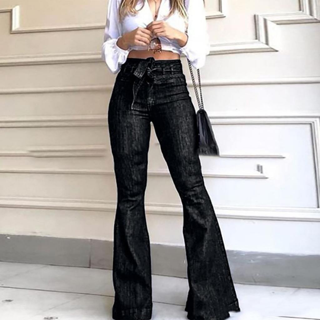 Women's High Waisted Hip Lifting Flared Pants Wide Leg Pants Jeans